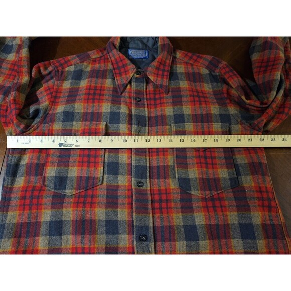 Vintage Pendleton Large 16 1/2 Plaid Virgin Wool Flannel Button‎ Up Shirt FLAWED - Picture 11 of 13